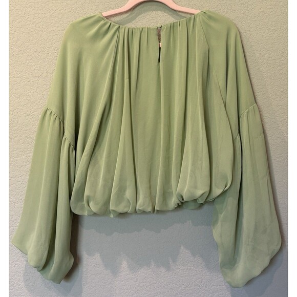 Gianni Bini Green Chiffon Balloon Sleeve Blouse Women’s L - Picture 1 of 3
